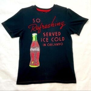 CocaCola Coke Women’s crew neck black t-shirt Disney Orlando embroidered small 